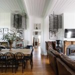 dining and living room in the Lewellyn lake house on Daylesford yoga retreat