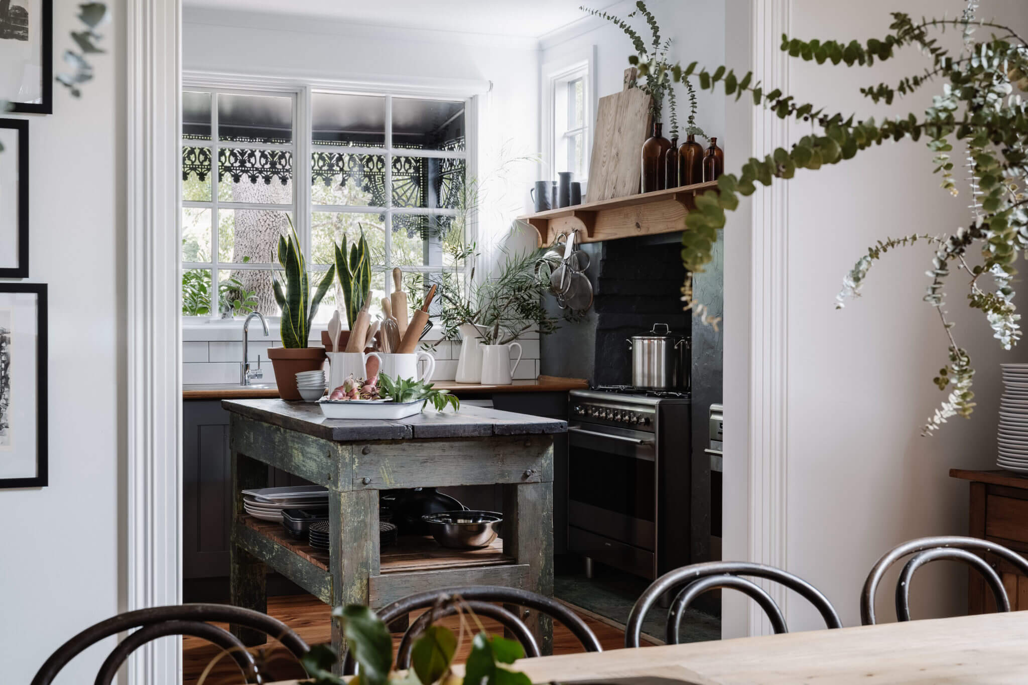 a rustic sunny kitchen in Daylesford at Lewellyn House